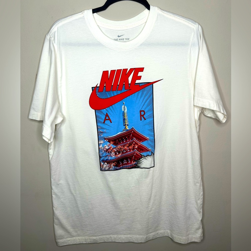 Nike Air Kyoto Temple Short Sleeved Tee White Japan Japanese Cherry Blossom Sz L